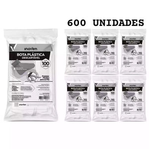 Bota Plástica Descartável - Kit 6 Pacotes - 600 Unidades - Sellve