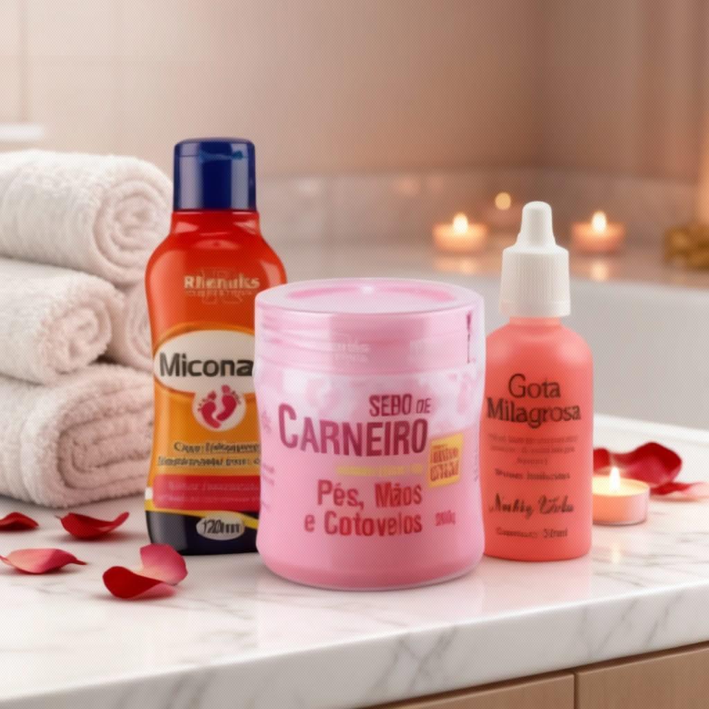 Kit Completo Pés Perfeitos - Gota Milagrosa + Miconaze + Sebo de Carneiro 200g  | Anti-Micose